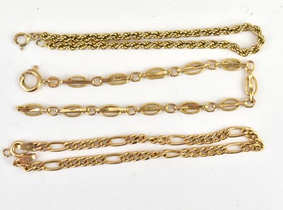Lot 1052 - A 9ct gold fancy link bracelet with hoop clasp,...