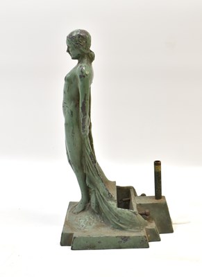 Lot 93 - An Art Deco painted spelter table lamp base in...