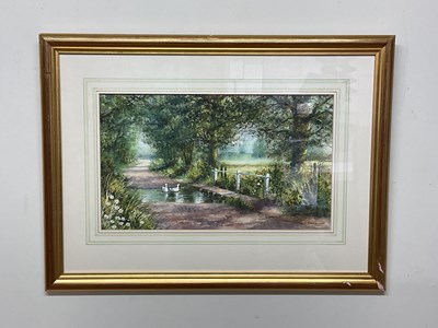 Lot 412 - TERRY HARRISON; watercolour, 'The Ford',...