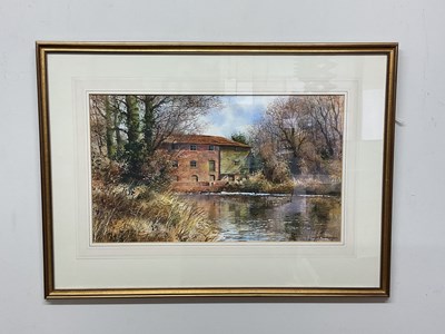 Lot 413 - TERRY HARRISON; watercolour, 'The Watermill',...