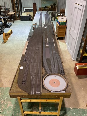 Lot 161 - A large 0 Gauge rail layout, with buildings...