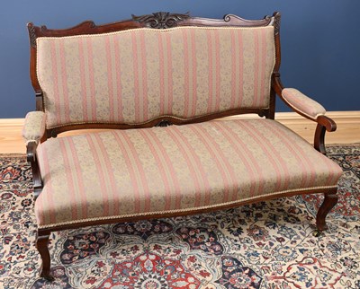 Lot 2809 - An Edwardian carved mahogany salon settee,...