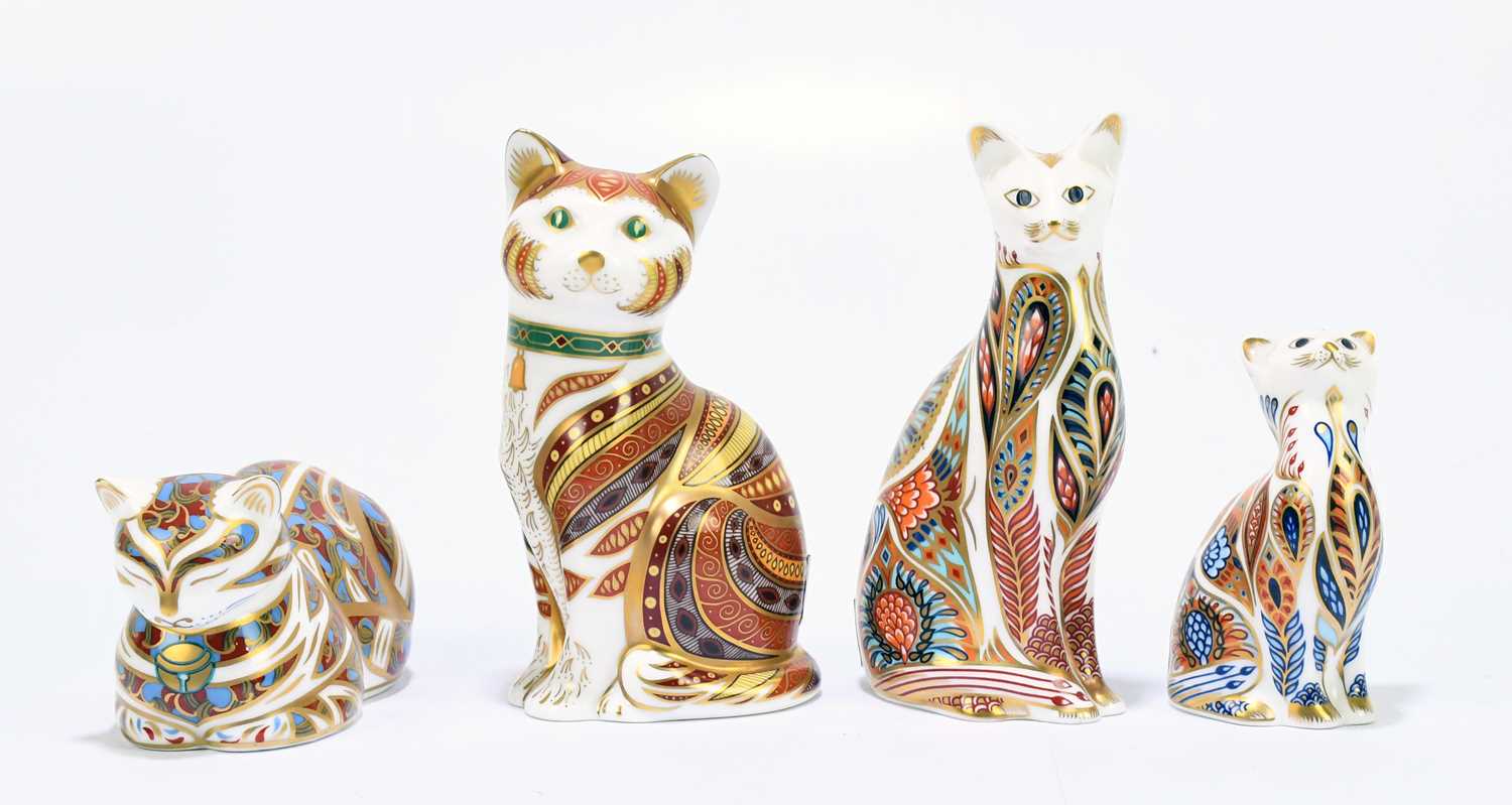 Lot 671 - ROYAL CROWN DERBY; four animal paperweights...
