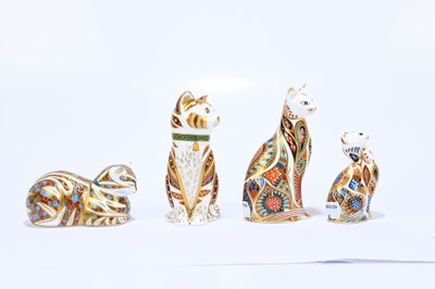 Lot 671 - ROYAL CROWN DERBY; four animal paperweights...