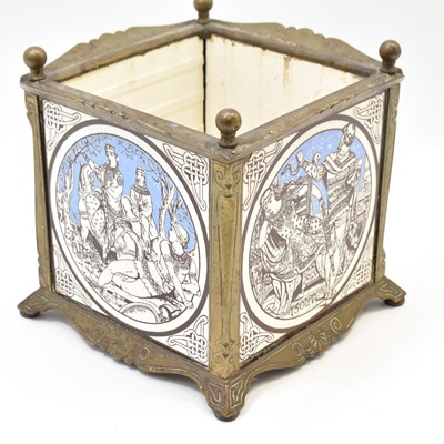 Lot 286 - MINTON; a brass framed square planter with...