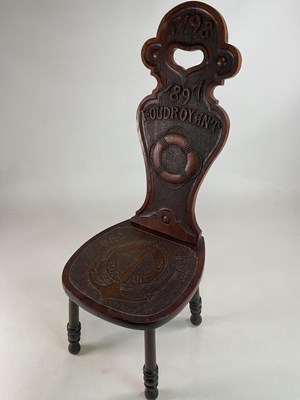 Lot 11 - HMS FOUDROYANT; an oak chair carved from...