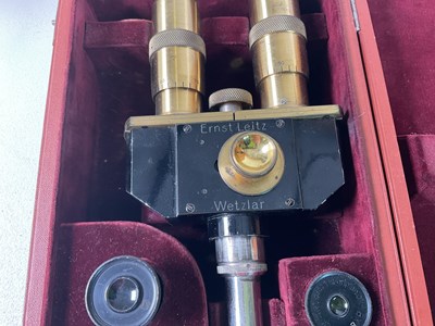 Lot 3 - BECK OF LONDON; a cased binocular microscope...