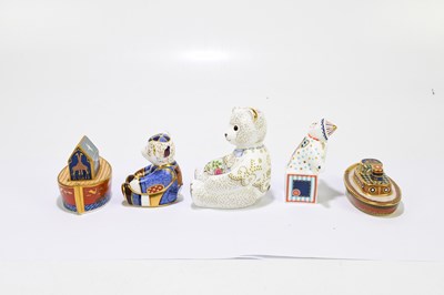 Lot 660 - ROYAL CROWN DERBY; five paperweights to...