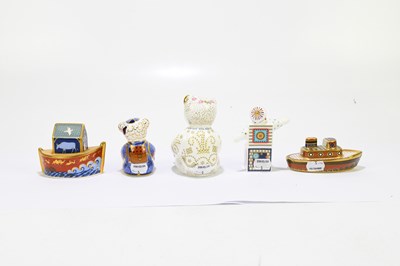 Lot 660 - ROYAL CROWN DERBY; five paperweights to...