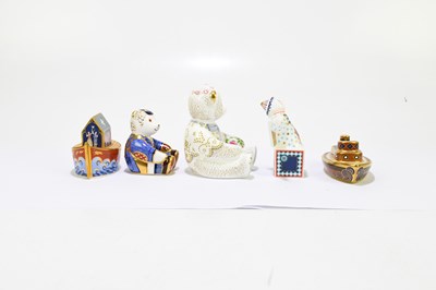 Lot 660 - ROYAL CROWN DERBY; five paperweights to...