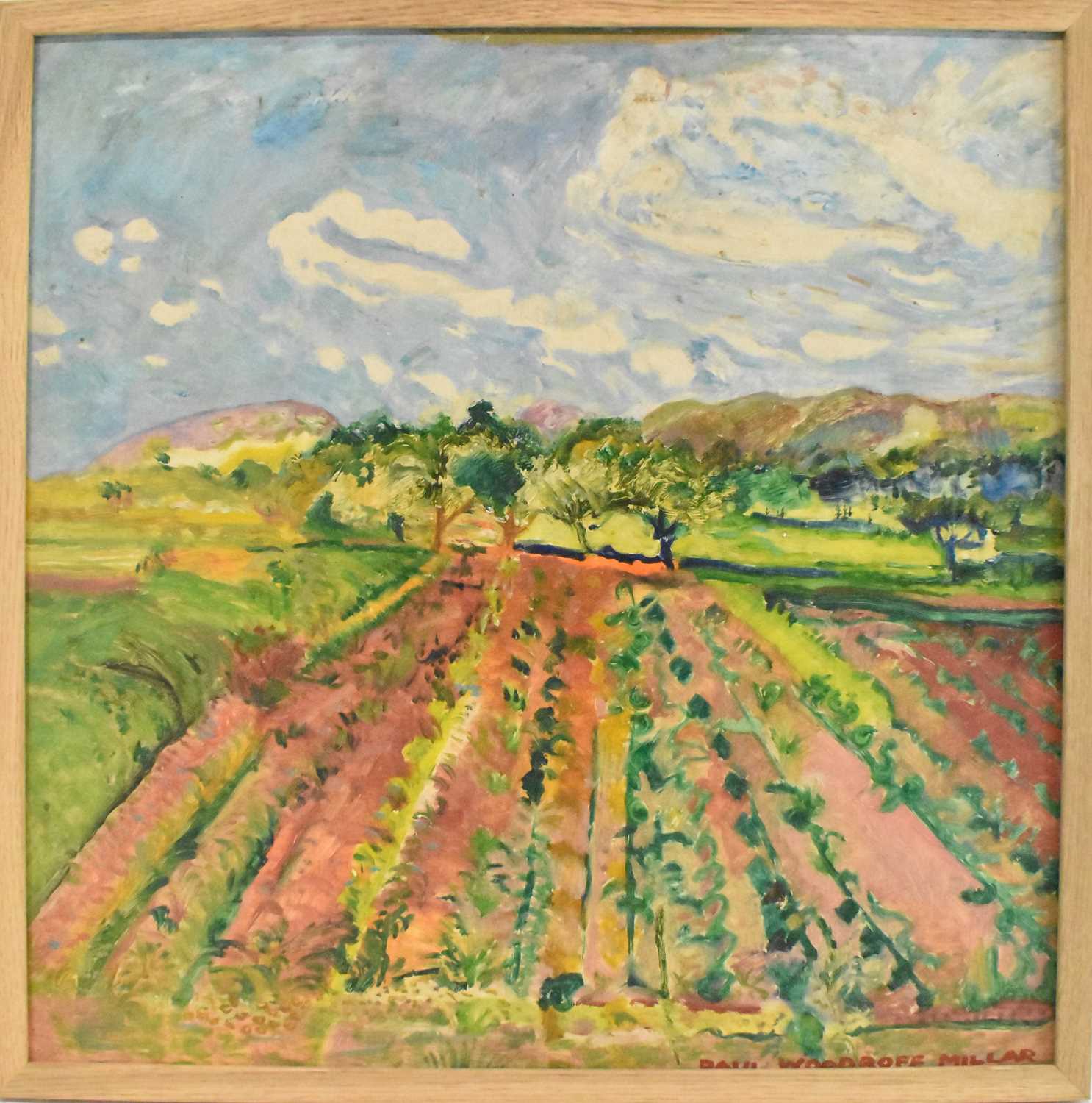 Lot 176 - PAUL MILLAR; oil on board, 'Farmland in Crete',...