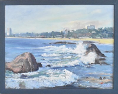 Lot 167 - UNATTRIBUTED; oil on canvas, coastal scene,...