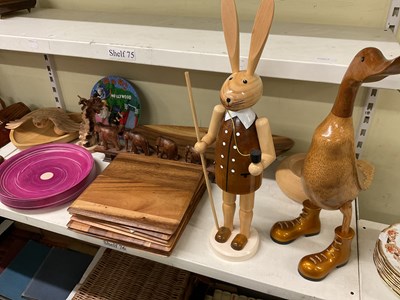 Lot 349 - A large group of carved wooden animals and...