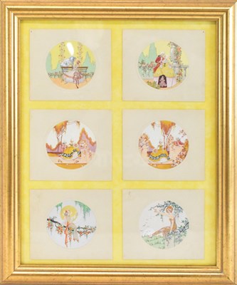 Lot 214 - A set of six 19th century watercolour and...