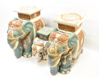 Lot 229 - Three Chinese ceramic seats in the form of...