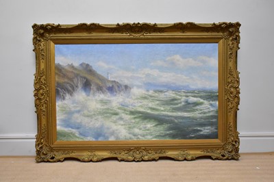 Lot 759 - WALTER SHAW; a large oil on canvas, coastal...