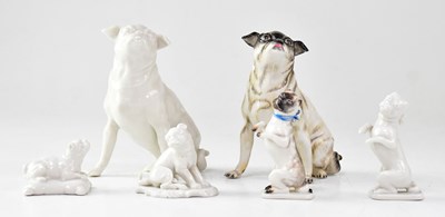 Lot 243 - NYMPHENBURG; six 20th century porcelain models...