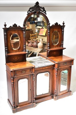 Lot 40 - A Victorian inlaid mahogany mirror back...