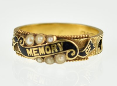 Lot 1013 - A 19th century 15ct gold mourning ring, with...