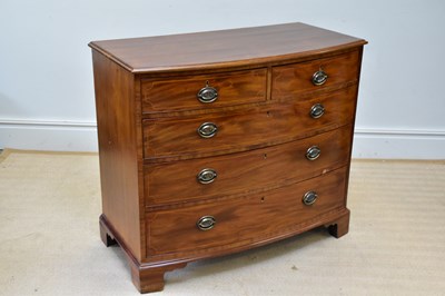 Lot 1211 - A 19th century mahogany bowfronted chest of...