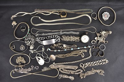 Lot 1148 - A collection of silver, silver-coloured and...