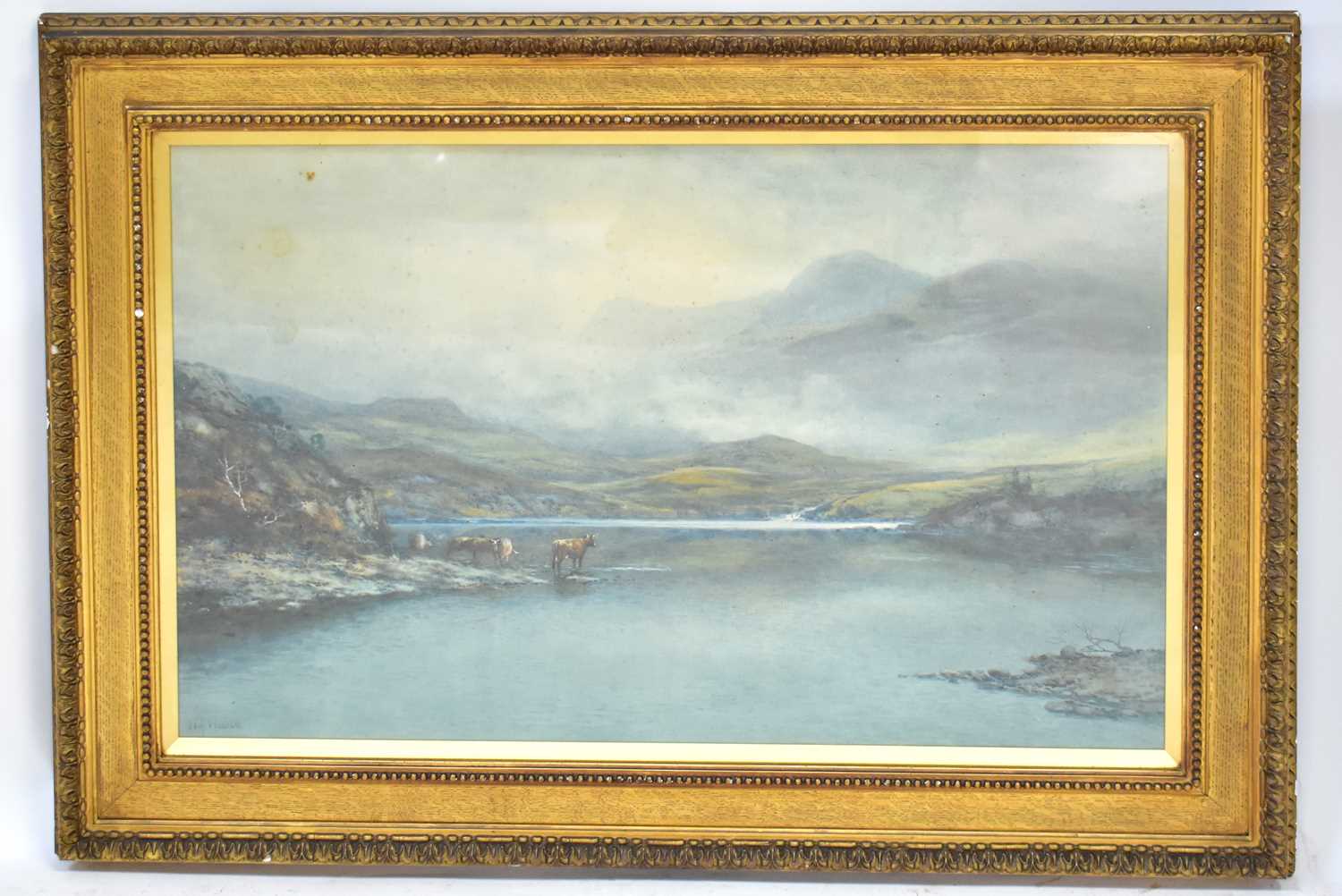 Lot 549 - W. G. WODHAM; watercolour, cows drinking from...