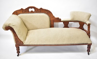 Lot 35 - An Edwardian walnut framed chaise longue...
