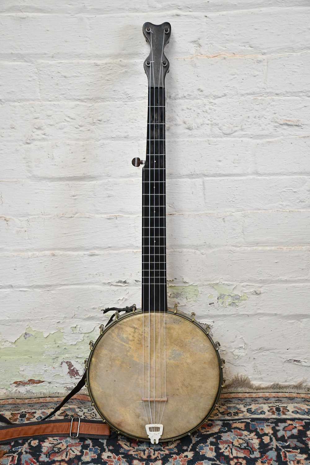 Lot 1578 - An American five string banjo, paper label to...