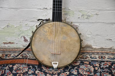 Lot 1578 - An American five string banjo, paper label to...