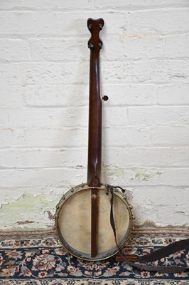 Lot 1578 - An American five string banjo, paper label to...