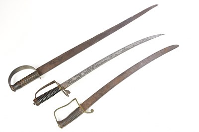 Lot 1331 - Three 19th century naval cutlasses, the...