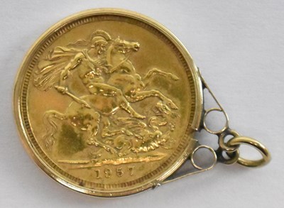 Lot 1240 - A 9ct yellow gold mounted Elizabeth II 1957...