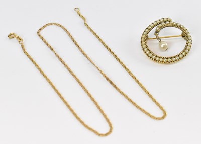 Lot 1379 - A 9ct yellow gold necklace, length 42cm,...