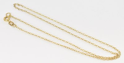 Lot 1395 - A 9ct yellow gold fine link necklace, length...