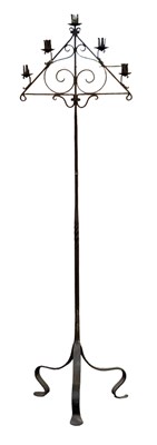 Lot 103 - A modern wrought iron five branch candle...