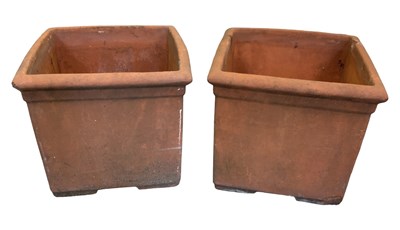 Lot 116 - A pair of large square terracotta plant pots,...