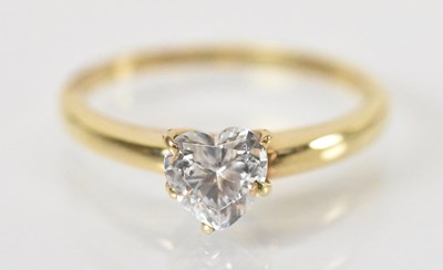 Lot 1394 - A 9ct yellow gold ring set with heart shaped...