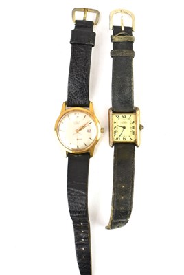 Lot 1190 - CARTIER; a Paris Vermeil Tank quartz silver...