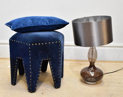 Lot 1148 - A modern blue upholstered foot stool, height...