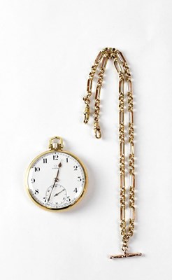 Lot 1160 - OMEGA; a 9ct gold open face pocket watch, the...