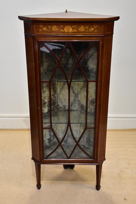 Lot 1216 - An Edwardian inlaid mahogany freestanding...