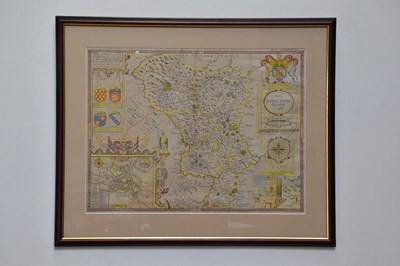 Lot 680 - A 17th century coloured map of Derbyshire, 39...