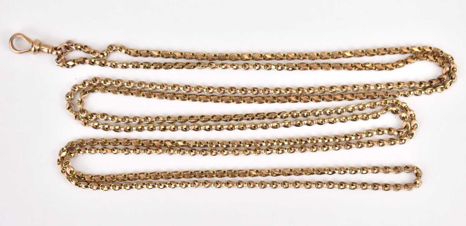 Lot 1173 - A Victorian 9ct gold guard chain with claw...