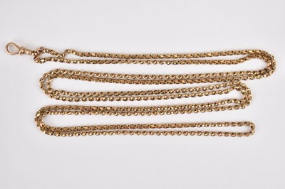 Lot 1173 - A Victorian 9ct gold guard chain with claw...