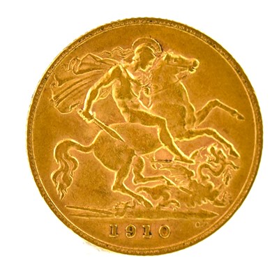 Lot 973 - An Edward VII half sovereign 1910, George and...