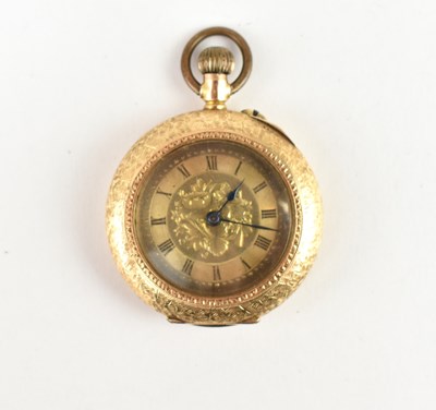 Lot 1167 - A 14k gold open face fob watch of small...