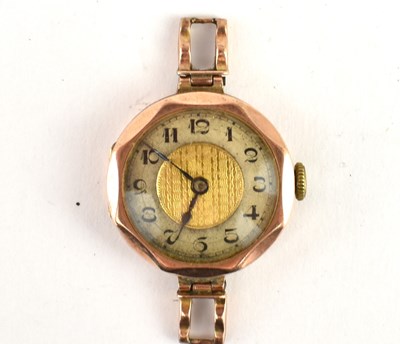 Lot 1215 - A 9ct gold ladies' vintage wristwatch, the...