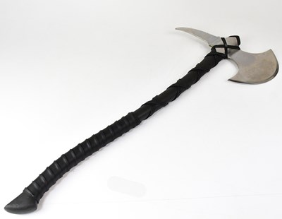 Lot 344 - A re-enactment battle axe with leather-bound...