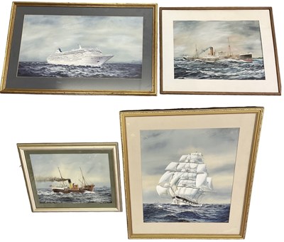 Lot 214 - J C AUSTIN; watercolour, 'Piaro', shipping...