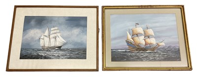 Lot 260 - J C AUSTIN; watercolour, 'Top Sail, Schooner...